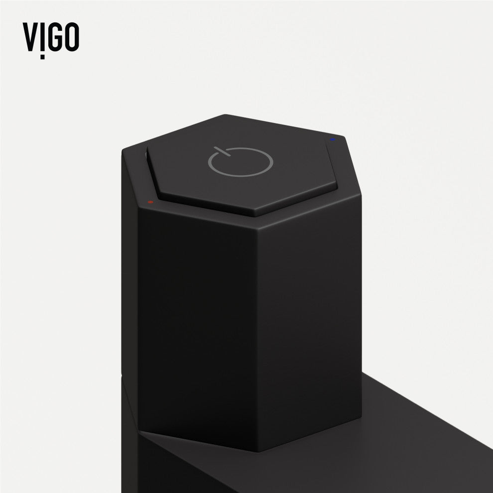VIGO Nova 8" H Button Operated Single Hole Bathroom Faucet, Matte Black, Without Extras