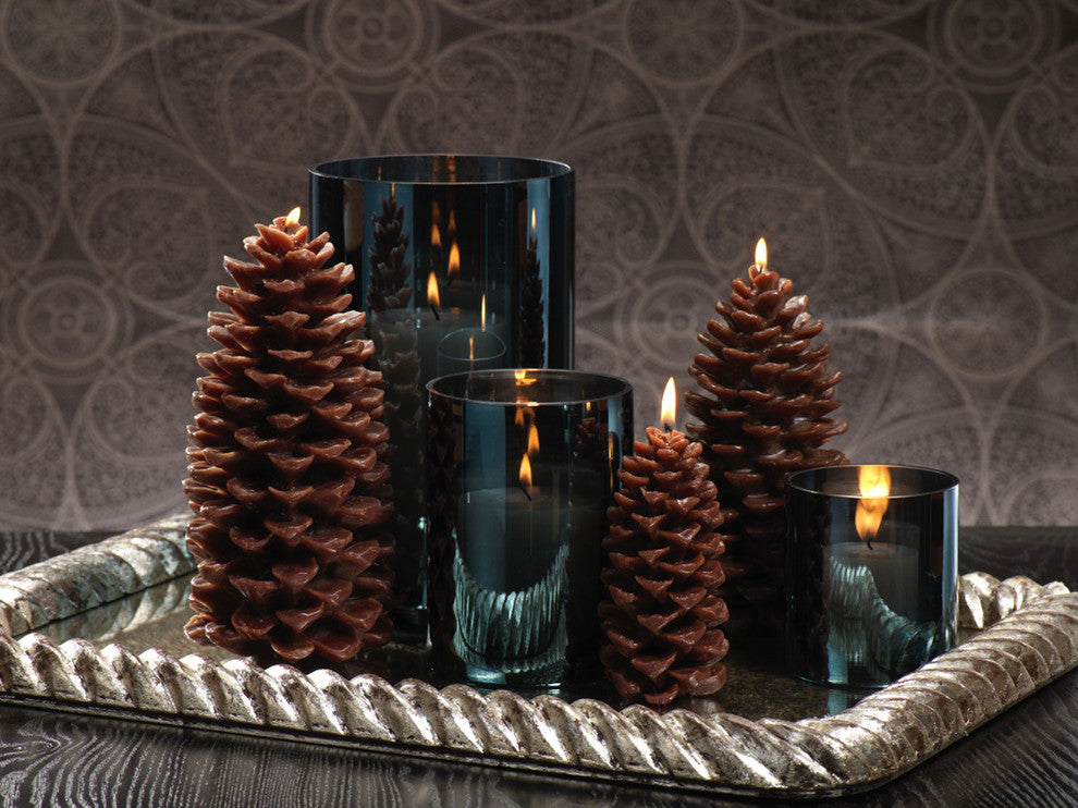 Large Candle, Pine Cone Shaped, Brown (Set of 2)