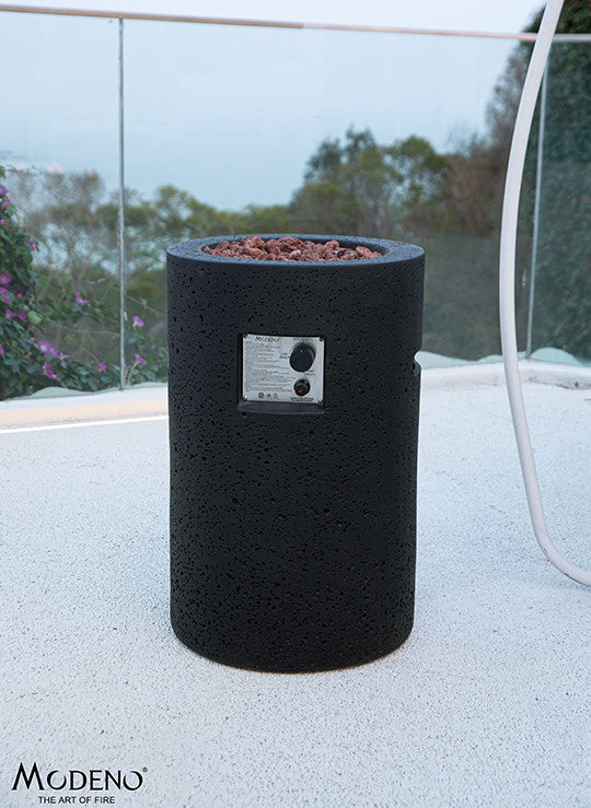 Lava Tube Black Concrete 28" Tall Fire Column by Modeno
