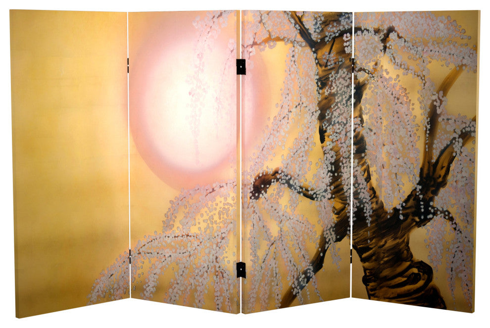 3'' Tall Double Sided Sakura Blossoms Canvas Room Divider