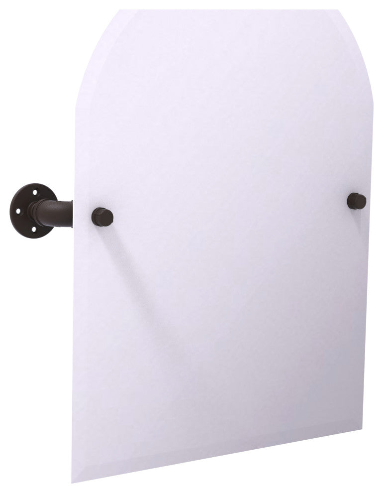 Pipeline Frameless Arch Wall Mounted Tilt Mirror, Matte Black