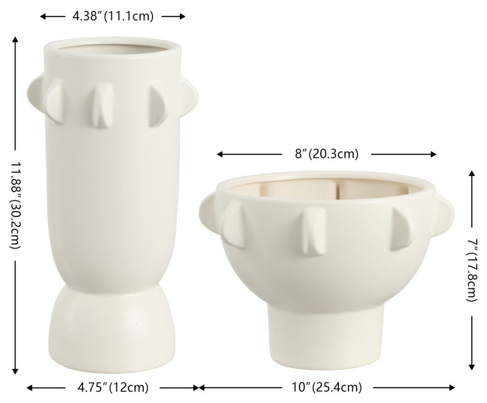 Safavieh Amias Ceramic Tab Vase, Set 2, Off White