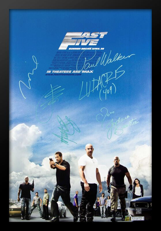 Fast And Furious 5 Signed Movie Poster, Custom Frame