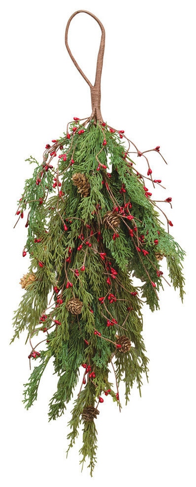 Evergreen Pine With Red Pips Teardrop