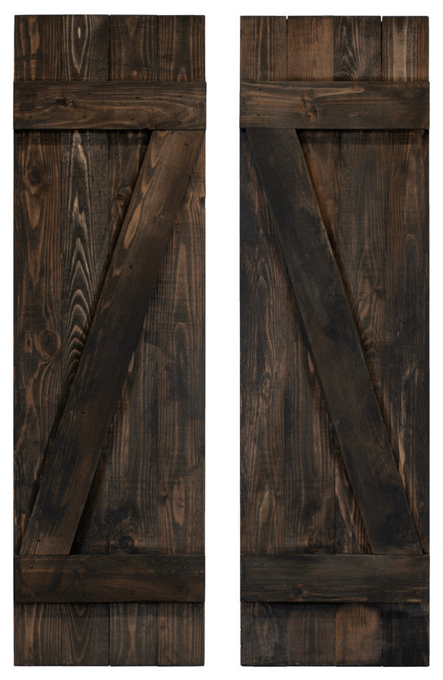 Z Board and Batten Exterior Shutters Pair, Slat Black, 72"