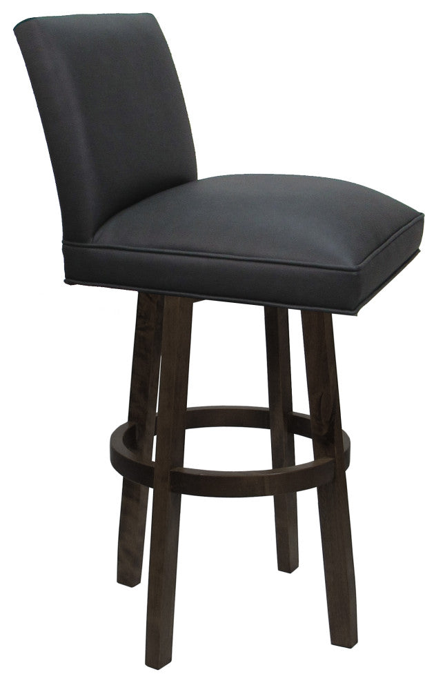 Swivel Wood Counter, Bar or Extra Tall Stool - Sommerville on Vivian Base, Gray Vinyl - Dark Walnut, 26"