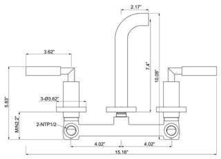 Wall Mounted Dual Handles Bathroom Faucet-Includes Rough-in Valve