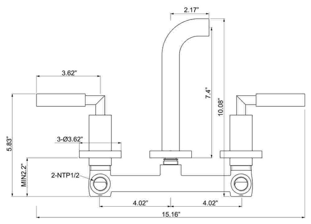 Wall Mounted Dual Handles Bathroom Faucet-Includes Rough-in Valve