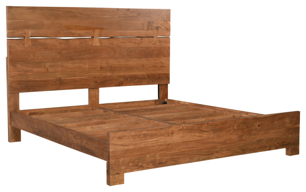 Lydia Live Edge Solid Wood Panel Bed, King, 56" H