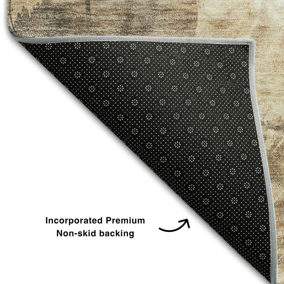 Premium Machine Washable Mayfield AMF560 Beige 3' x 5' Rug