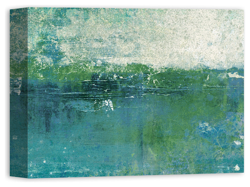 Blue Green Coastal Abstract 12x16 Canvas Wall Art