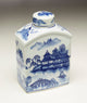 Blue and White Square Jar With Lid