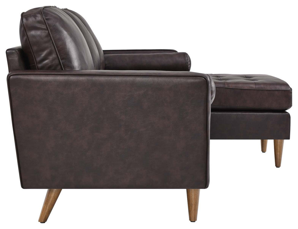 Valour 78" Leather Apartment Sectional Sofa, Brown