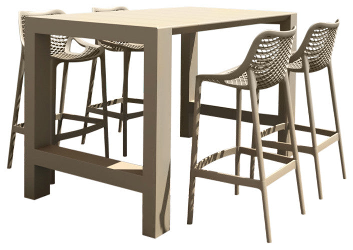 Vegas Air 5-Piece Bar Set With 39"-55" Extendable Taupe