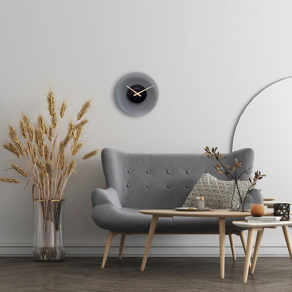 Float 16" Frosted Gray Glass Wall Clock