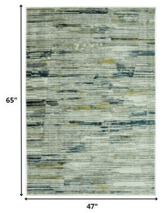 4"x6" Blue Ivory Abstract Striped Area Rug