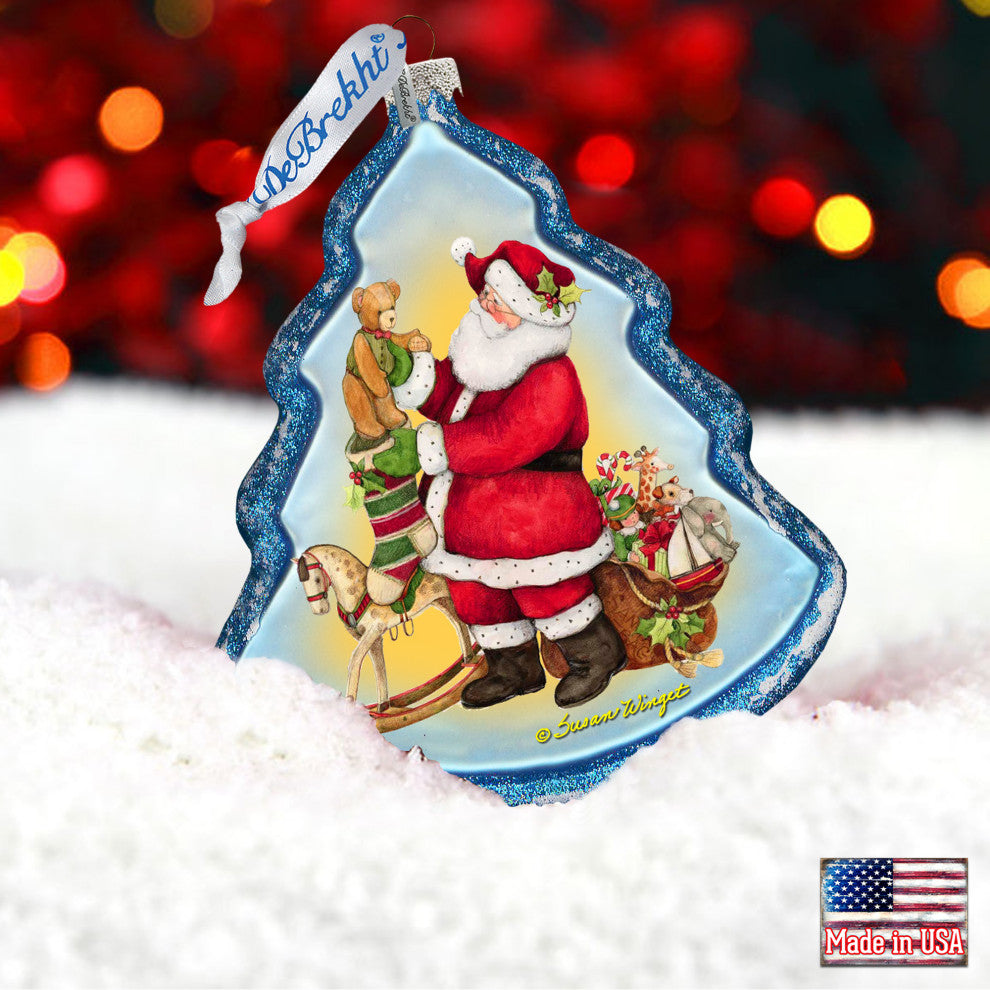 Santa Workshop Glass Ornament