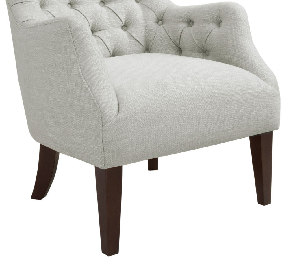 Hannah Armed Button Tufted Wing Chair, Ivory