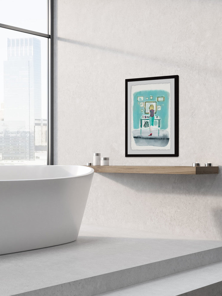 "Aqua Wall" Framed Painting Print, 16"x24"