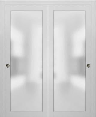 Planum 2102 Closet Bypass Doors 84 x 96, White Silk Tracks Hardware