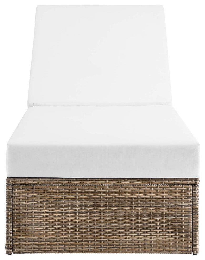 Convene Outdoor Patio Outdoor Patio Chaise Lounge Chair, Cappuccino White