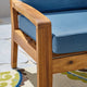 GDF Studio Christian Outdoor Acacia Wood Loveseat/Coffee Set, Teak Finish/Blue