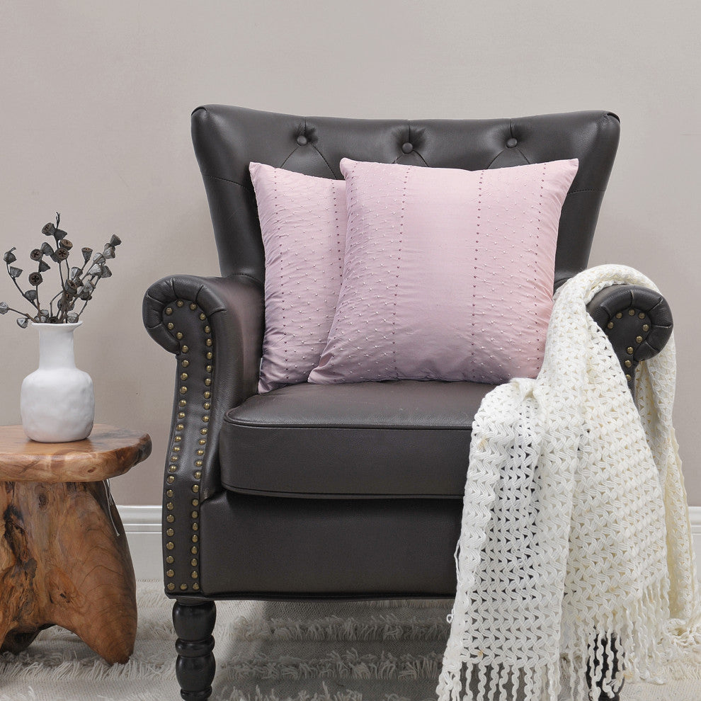 Home Soft Things Marquesa Dot Silk Pillow Shell Set, Slub Texture
