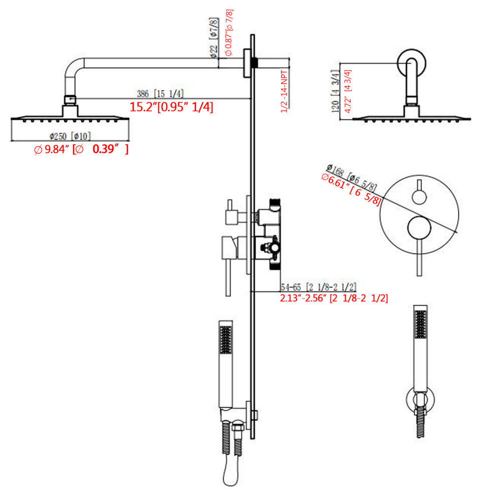10" Wall Mounted Shower System, Brushed Nickel