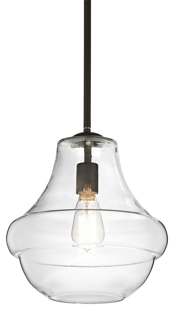 Pendant 1-Light, Clear Glass, Olde Bronze