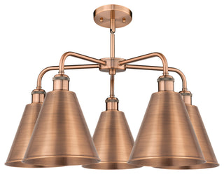Ballston Cone 5-Light 26" Stem Chandelier, Antique Copper