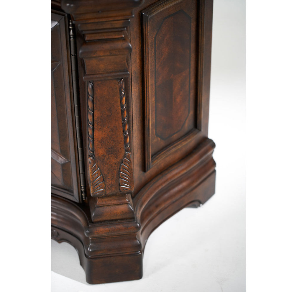 Windsor Court China Cabinet with Lighting, Vintage Fruitwood