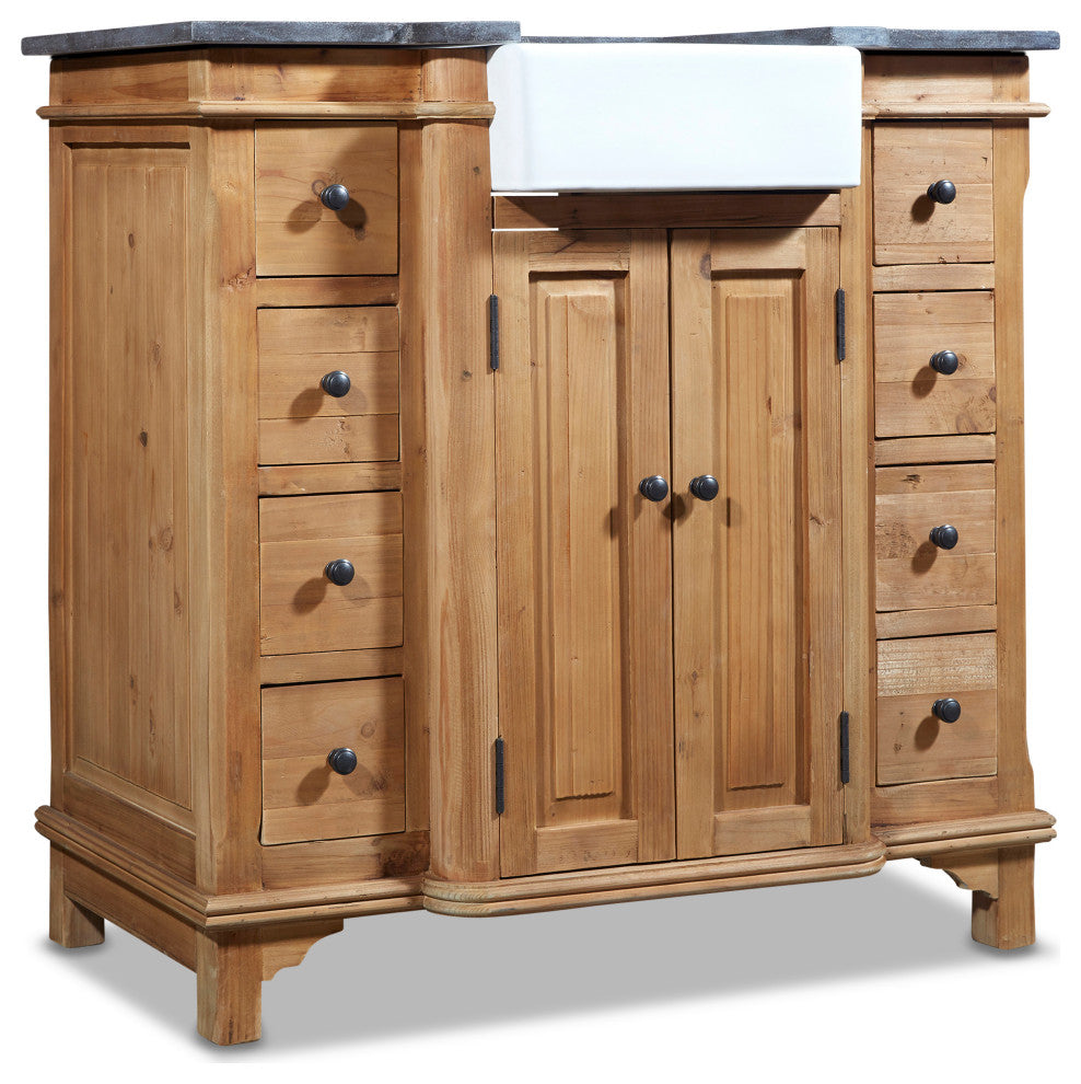 38" Reclaimed Pine Single Bath Vanity with Farmhouse Sink