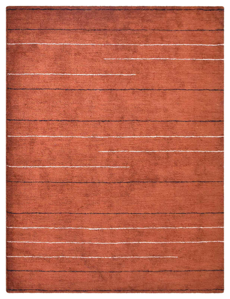 HAND KNOTTED LOOM SILK ECO-FRIENDLY AREA RUGS -6'x9',Rectangle,Rust,Contemporary