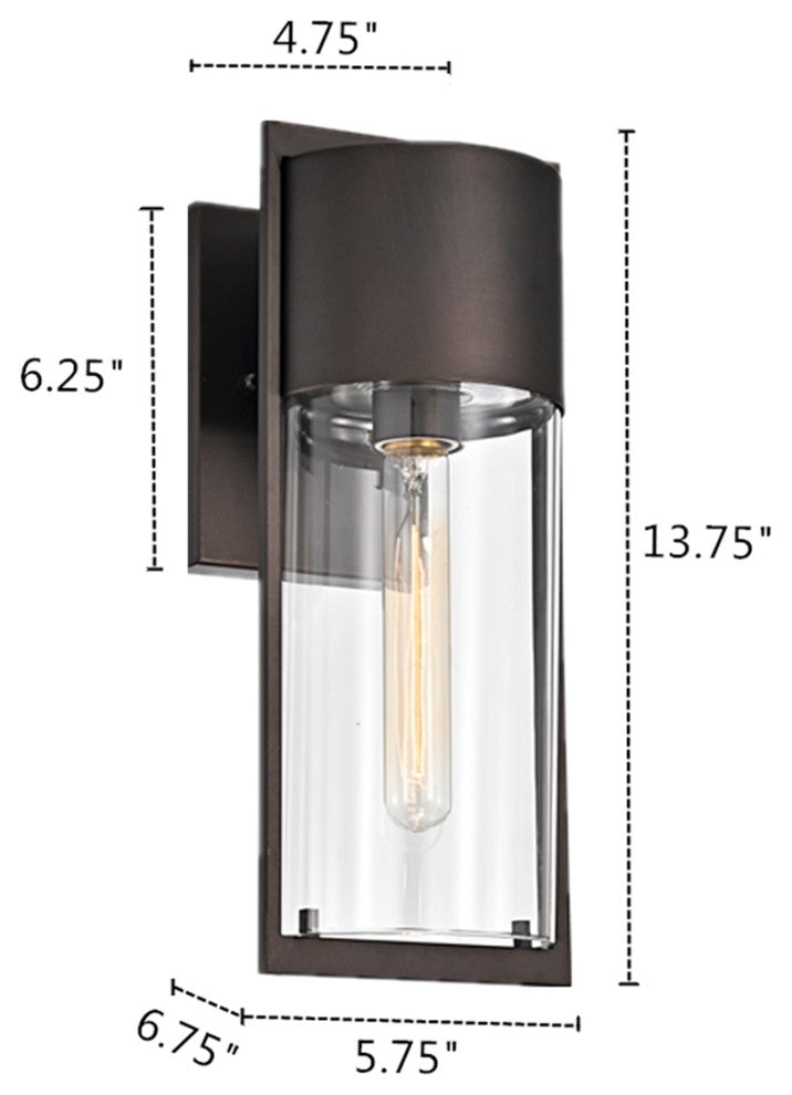 Tyler Transitional 1 Light Rubbed Bronze Outdoor Wall Sconce 14" Height