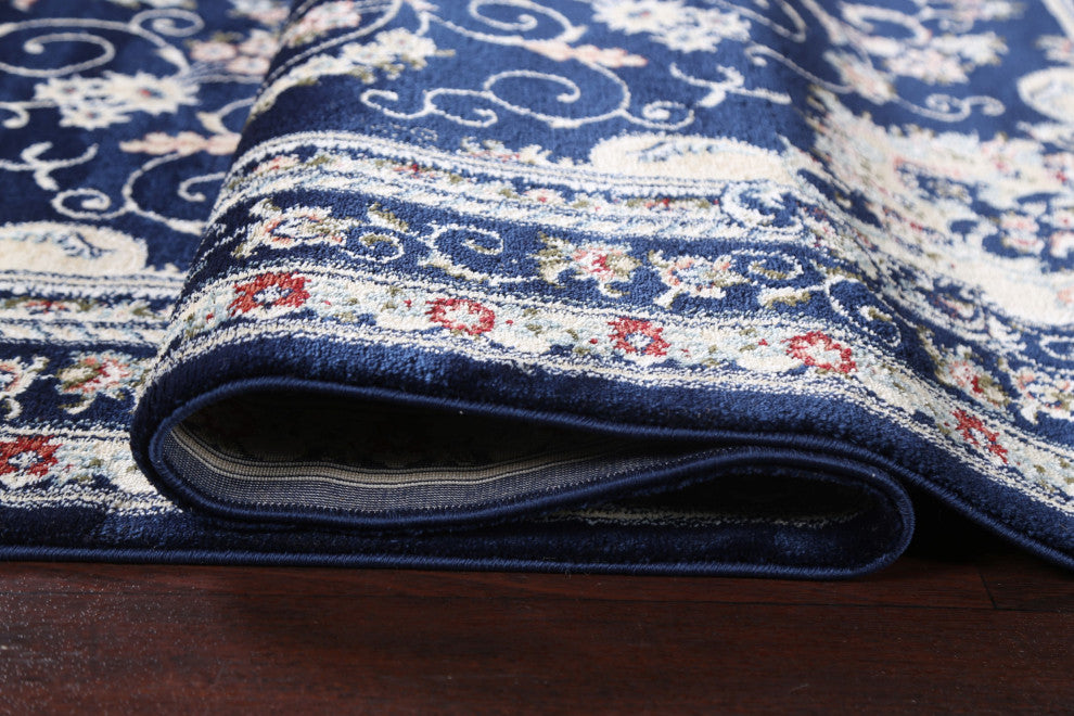 Blue Floral Medallion Transitional Turkish Rug Oriental Carpet 5x8