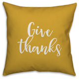 Give Thanks in Mustard 18x18 Throw Pillow