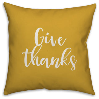 Give Thanks in Mustard 18x18 Throw Pillow
