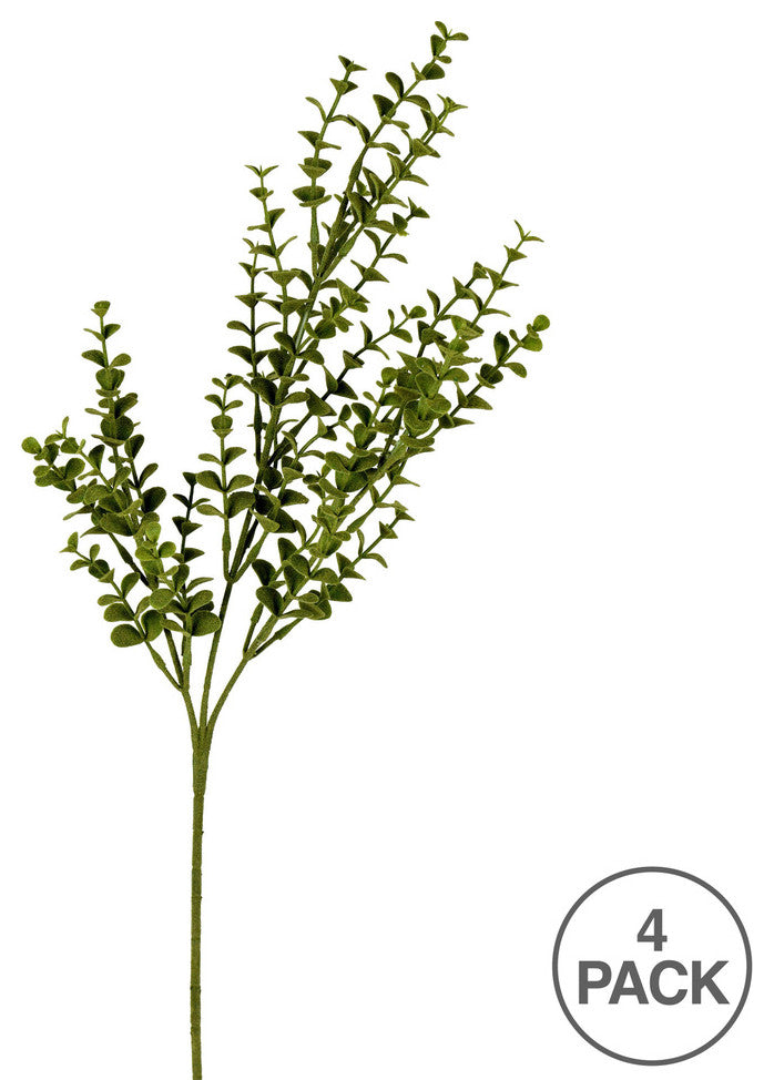 Vickerman Ff190726 26" Artificial Green Eucalyptus Bush, Set of 4