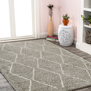 Catala Moroccan Diamond Shag Rug, Gray/Ivory, 8 Ft. X 10 Ft.