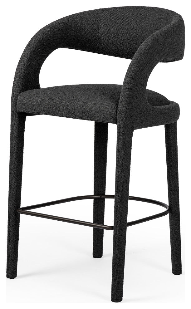 Hawkins Stool-Fiqa Boucle Charcoal-Bar