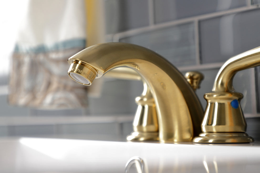 Kingston Brass KB957RXLSB Mini-Widespread Bathroom Faucet, Pop-Up Drain