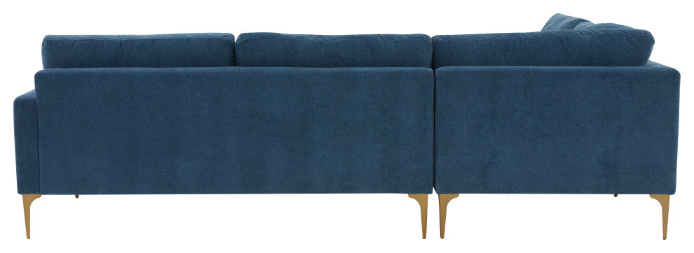 Serena Blue Velvet Large Left Arm Facing Chaise Sectional