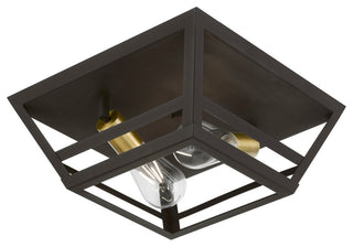 Schofield 2 Light Bronze With Antique Brass Accents Flush Mount