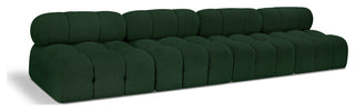Ames Boucle Fabric Modular Sofa, Green, 4-Piece: 4 Armless Chair
