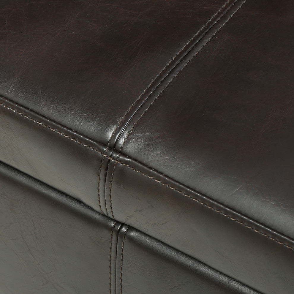 GDF Studio Hayes Contemporary Upholstered Storage Ottoman Bench with Rolled Arms, Brown