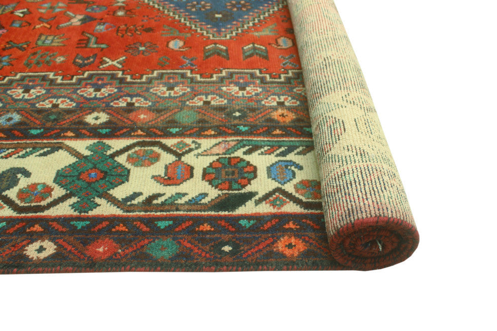Fine Vintage Distressed Souzan Rust/Ivory Rug, 6'5x9'6