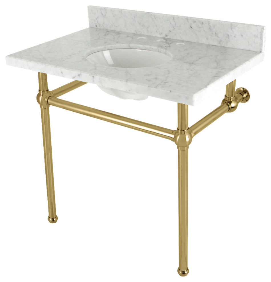 KVBH3622M87 36" Console Sink with Brass Legs (8", 3 Hole)