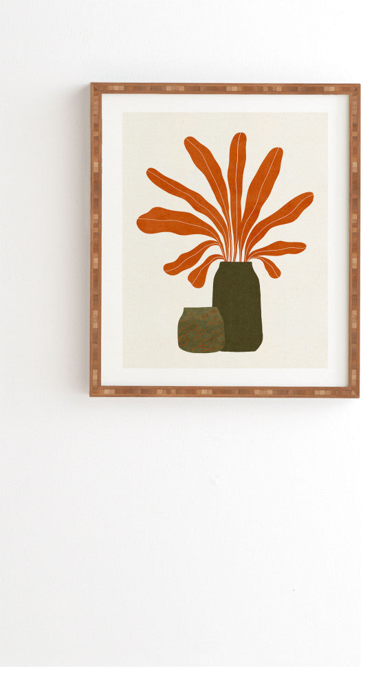 Alisa Galitsyna Two Green Vases Orange Plant Framed Wall Art, 11x13"