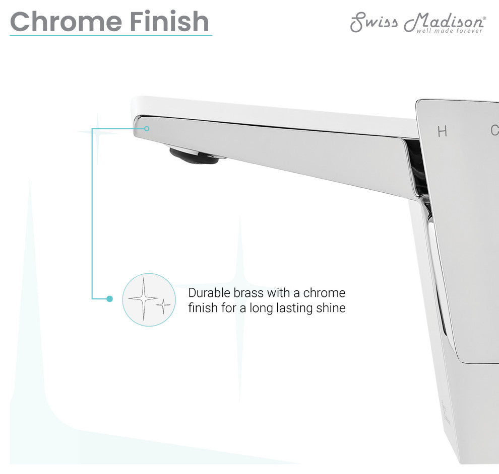 Carre Single Hole Single Handle Bathroom Faucet, Chrome
