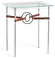 Equus Side Table, Sterling Finish, Black Accents, British Brown Leather Strap